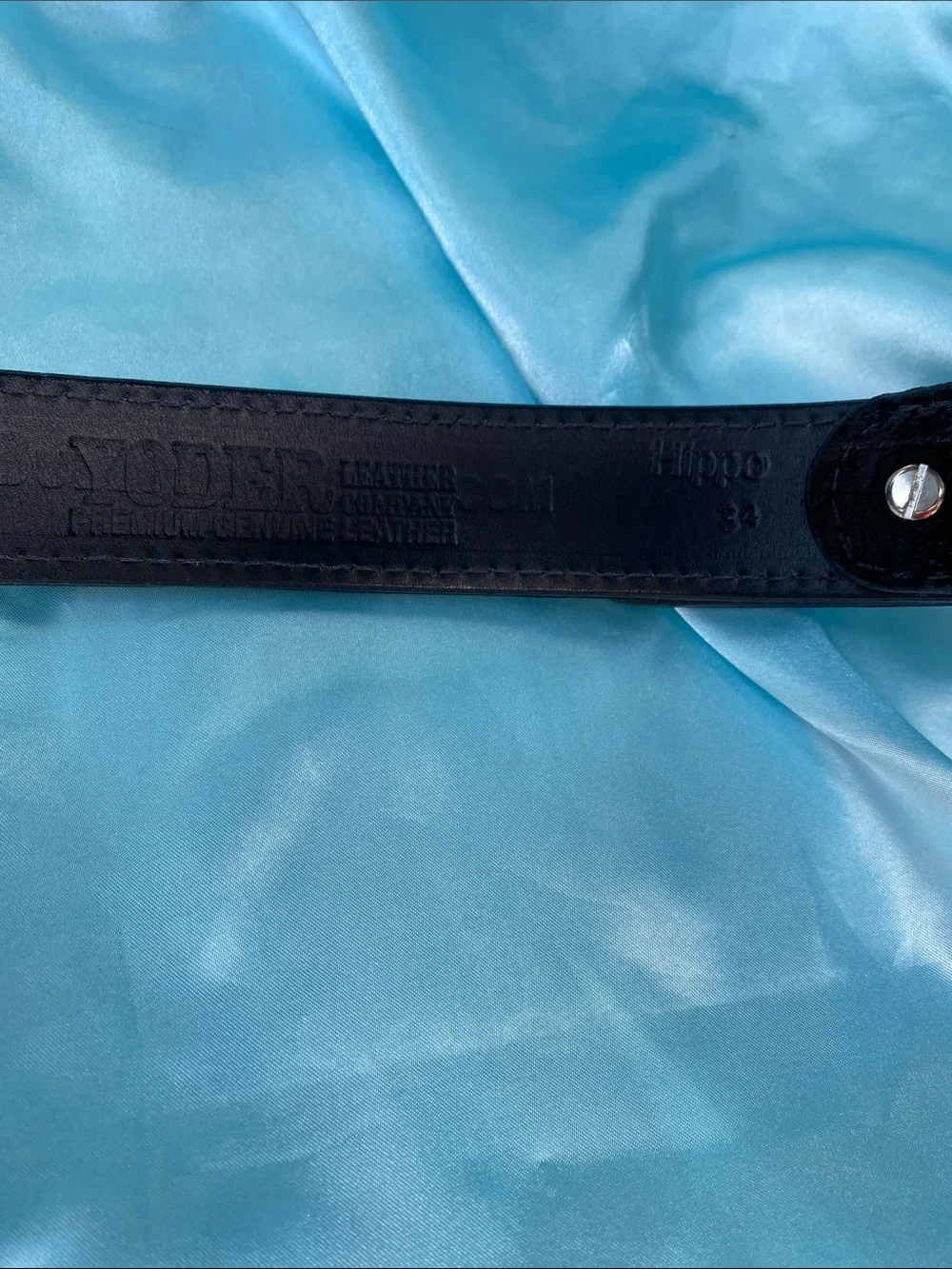Yoder Leather Company Men's Black Exotic Hippo Leather Belt with Silver Buckle